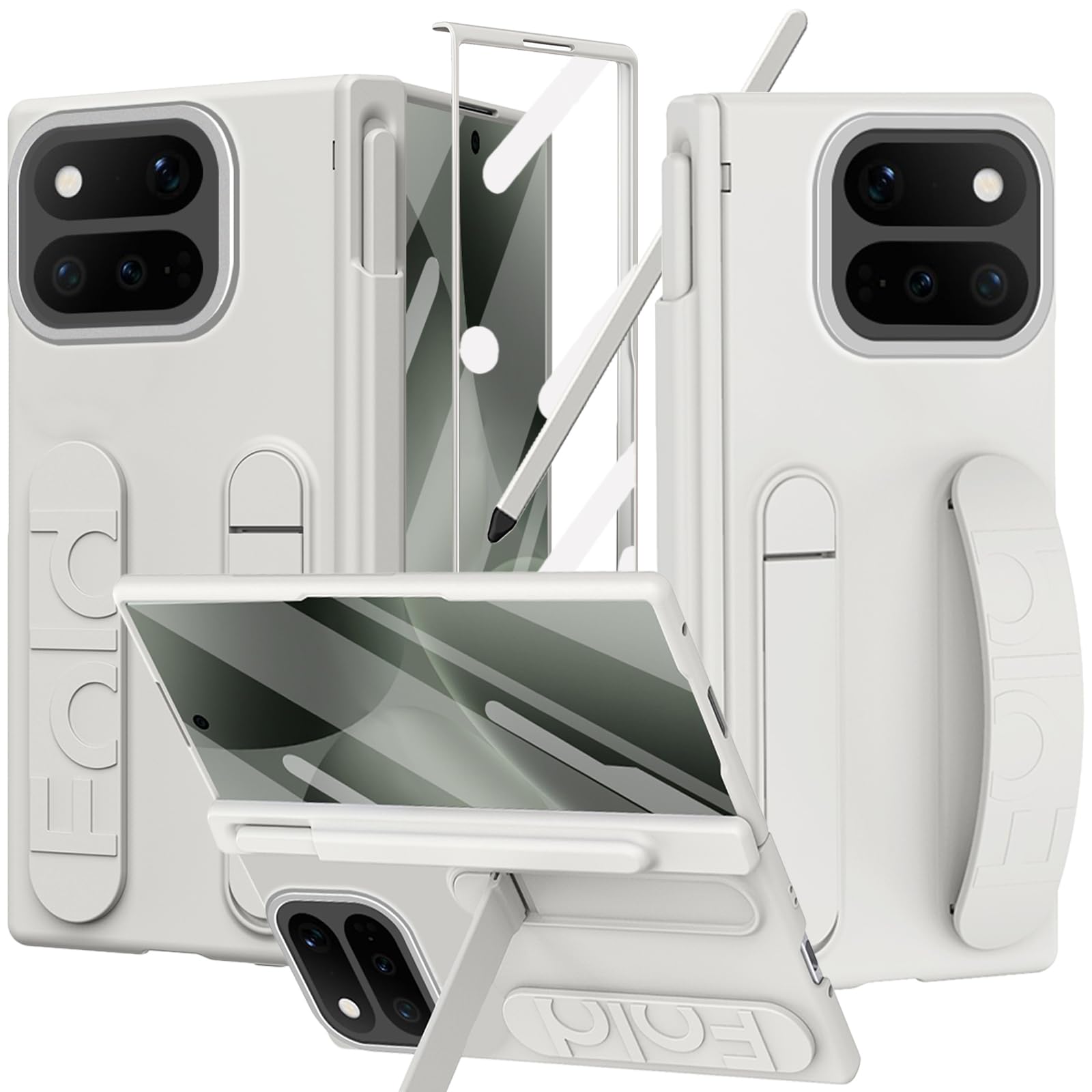 Funda plegable para Google Pixel 11 Pro con soporte para bolígrafo y lápiz capacitivo, protector de pantalla de bisagra completa, función atril, funda delgada mate para Google Pixel 11 Pro Fold