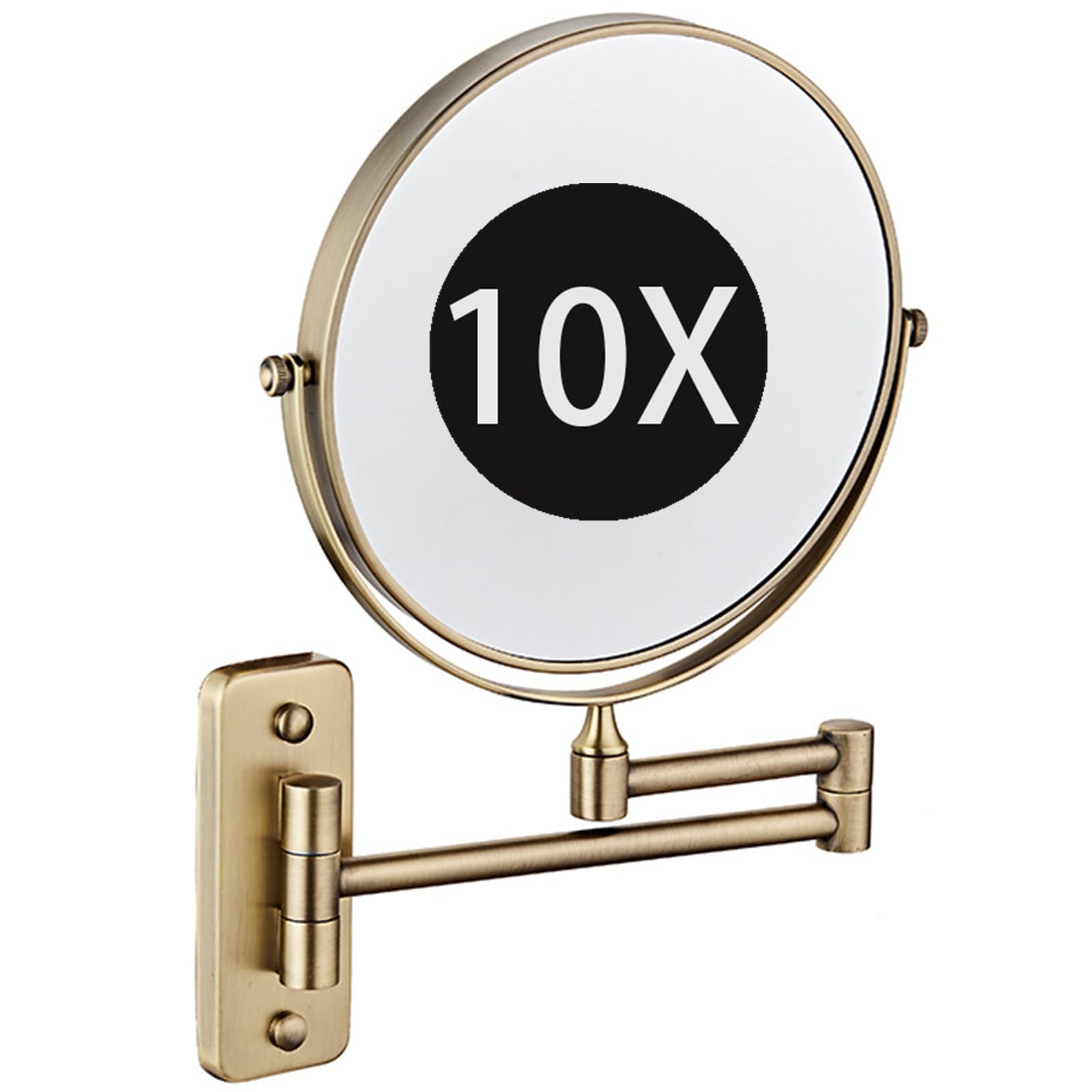 Zysfadc Wall Mounted Makeup Mirror, Double Sided 1X/10X Magnifying Shaving Vanity Mirror, 360 Rotation Adjustable Arm for Daily Use
