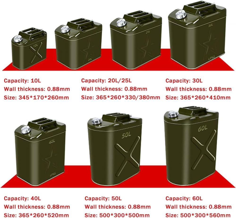Bidón De Gasolina,Barril De Gasolina De Acero Inoxidable 10L-60L Garrafa Gasolina Deposito Gasoil Lata De Gasolina Y Diésel En Metal Bidón De Combustible De Boquilla-30L