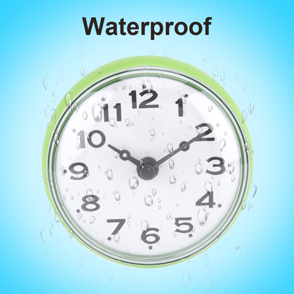 Yosoo Impermeabile orologio con ventosa doccia tondo orologio quadrante digitale per bagno doccia bagno di Arabica banduhr montaggio a parete, verde