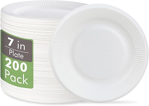 Miniatura 8 de Vplus Platos de papel pequeños 100% compostables, paquete de 300 platos de papel desechables de 6 pulgadas, biodegradables sin recubrimiento, hechos