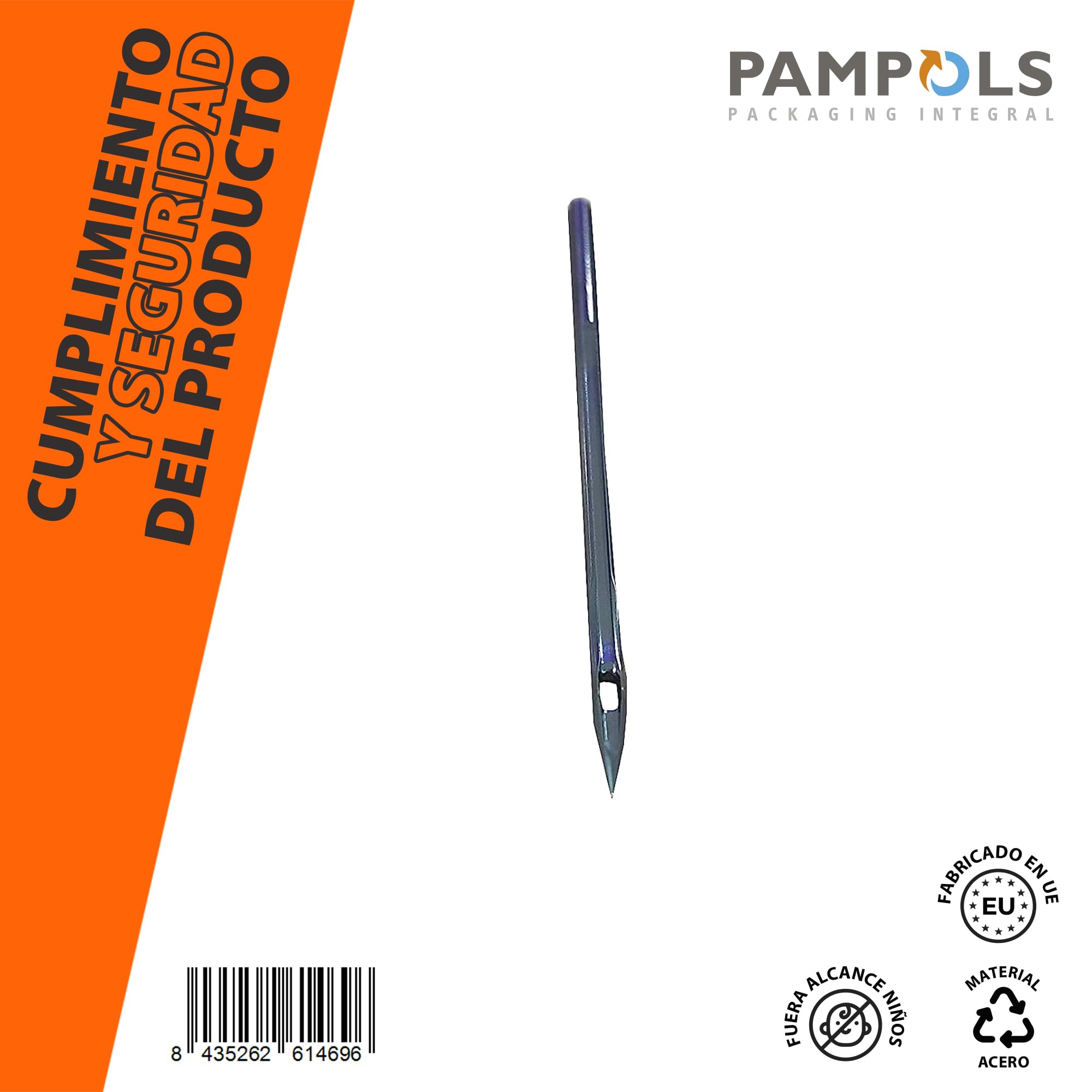 PAMPOLS Pack de 10 Agujas Cosedoras de Sacos para Máquinas NEWLONG| Metalizadas y resistentes | 5cm de largo y 1.55 mm de diámetro