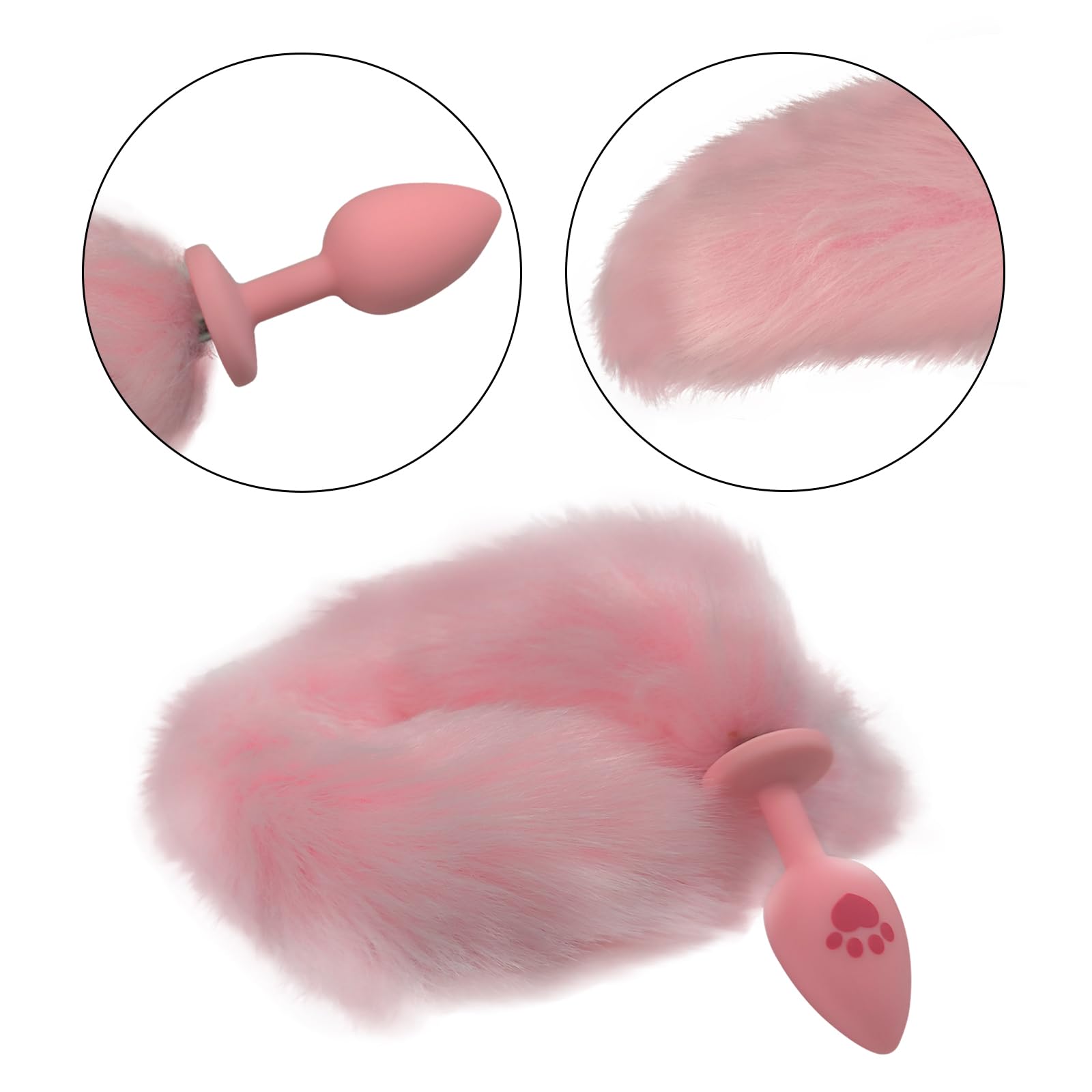 Fox Tail Anal Butt Plug with 3 Replaceable Anal Plugs Silicone Butt Plugs Anal Sex Trainer Cute Sexy Pink Sex Fox Tail Anal Sex Toys for Beginner Women Men Couple Cosplay Anal Tail Sex Toys YLMXHFC: Pink
