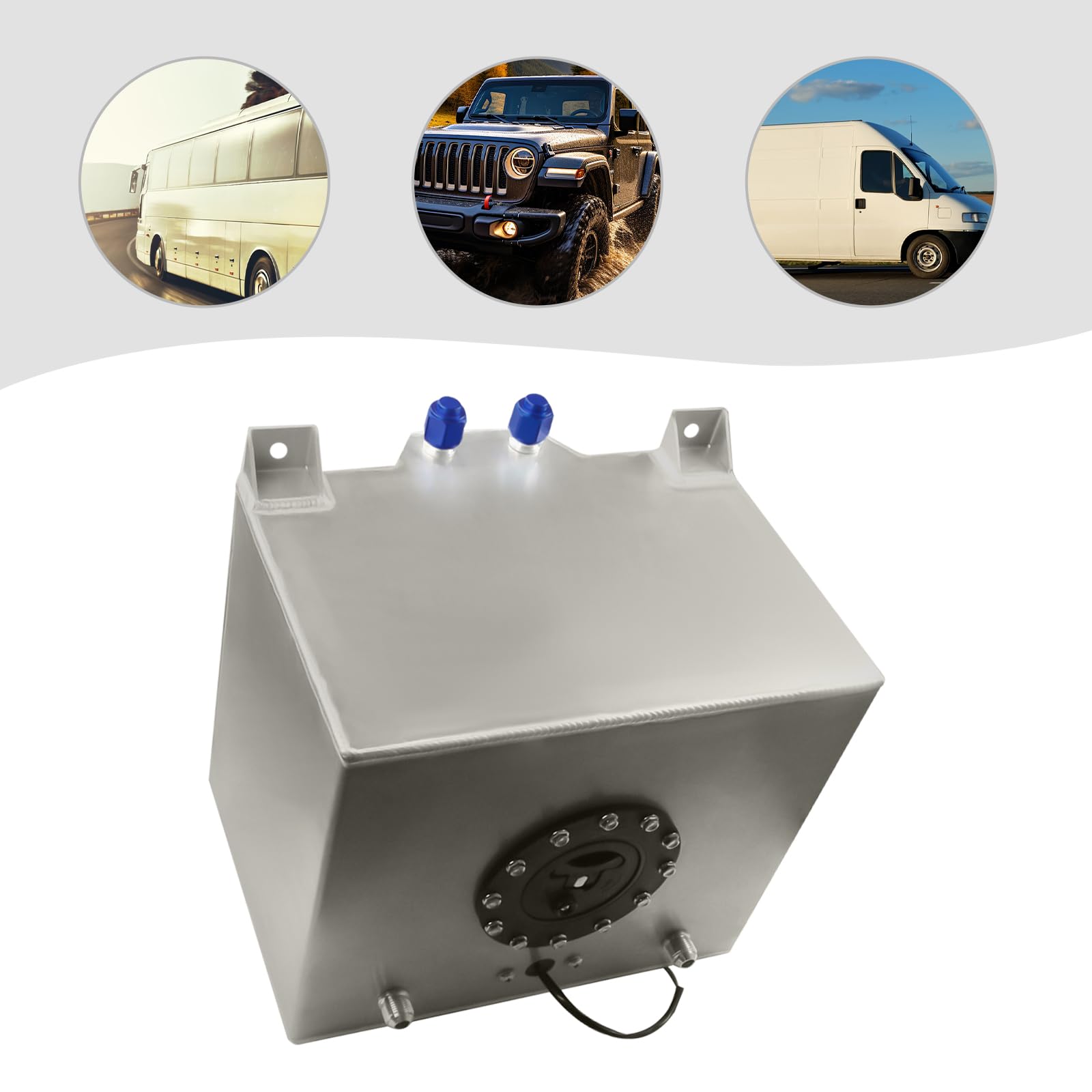 Aluminiowy zbiornik paliwa, 5 galonów, 20 l zbiornik wyścigowy z pianką zabezpieczającą, uniwersalny zbiornik na benzynę do sportów motorowych, hot Rodów, ciężarówek i pojazdów terenowych, srebrne