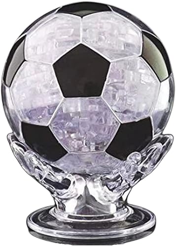 Rompecabezas de cristal 3D, rompecabezas de cristal para rompecabezas a partir de 16 años (fútbol-negro)