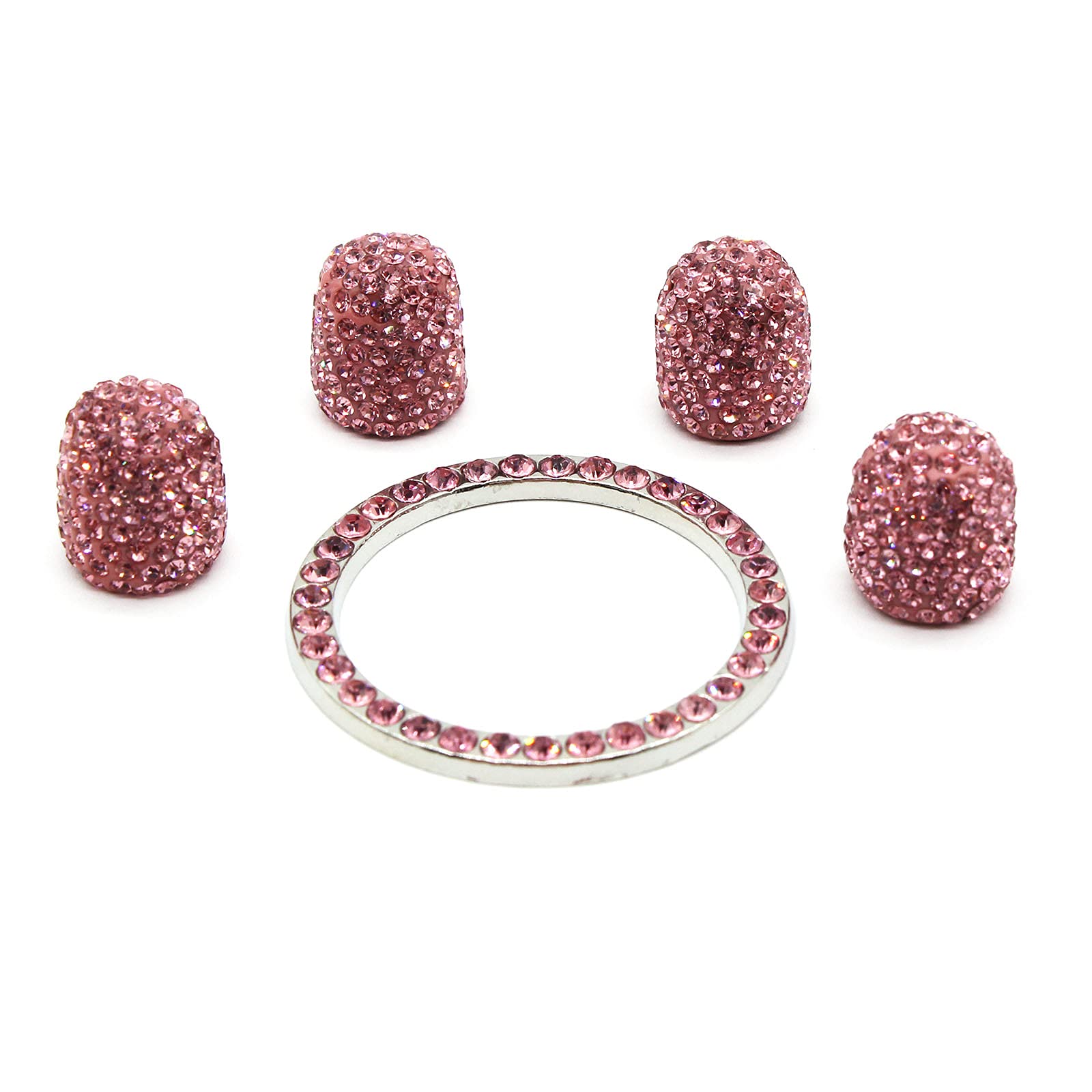 ACCRETIONCrown Style Valve Stem Caps, 4 Pack Motorcycle Bike Car Bicycle Pink crystalcappink