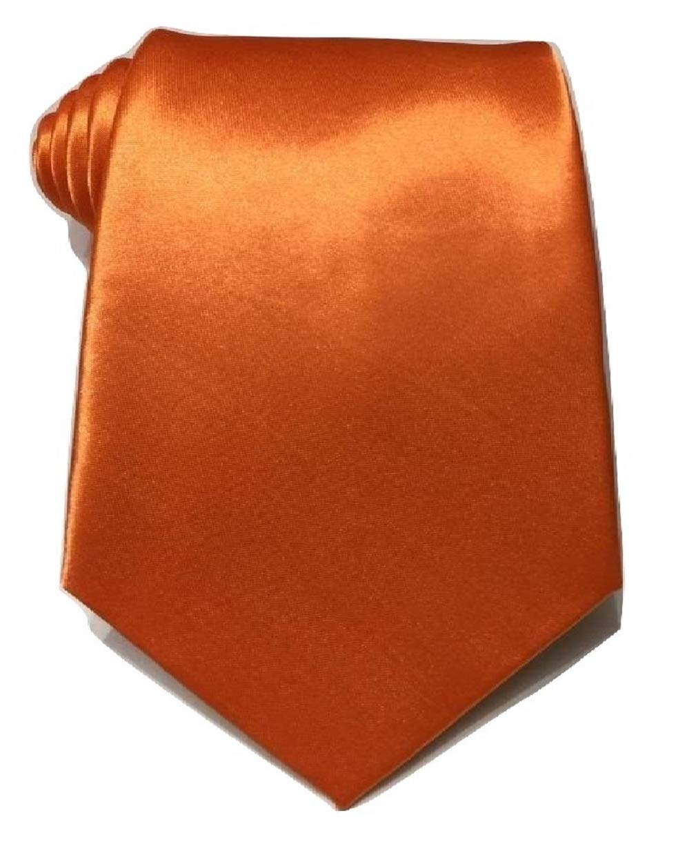 L&L® Standard 9cm Wide Mens wedding event prom party plain Satin necktie tie (Orange)