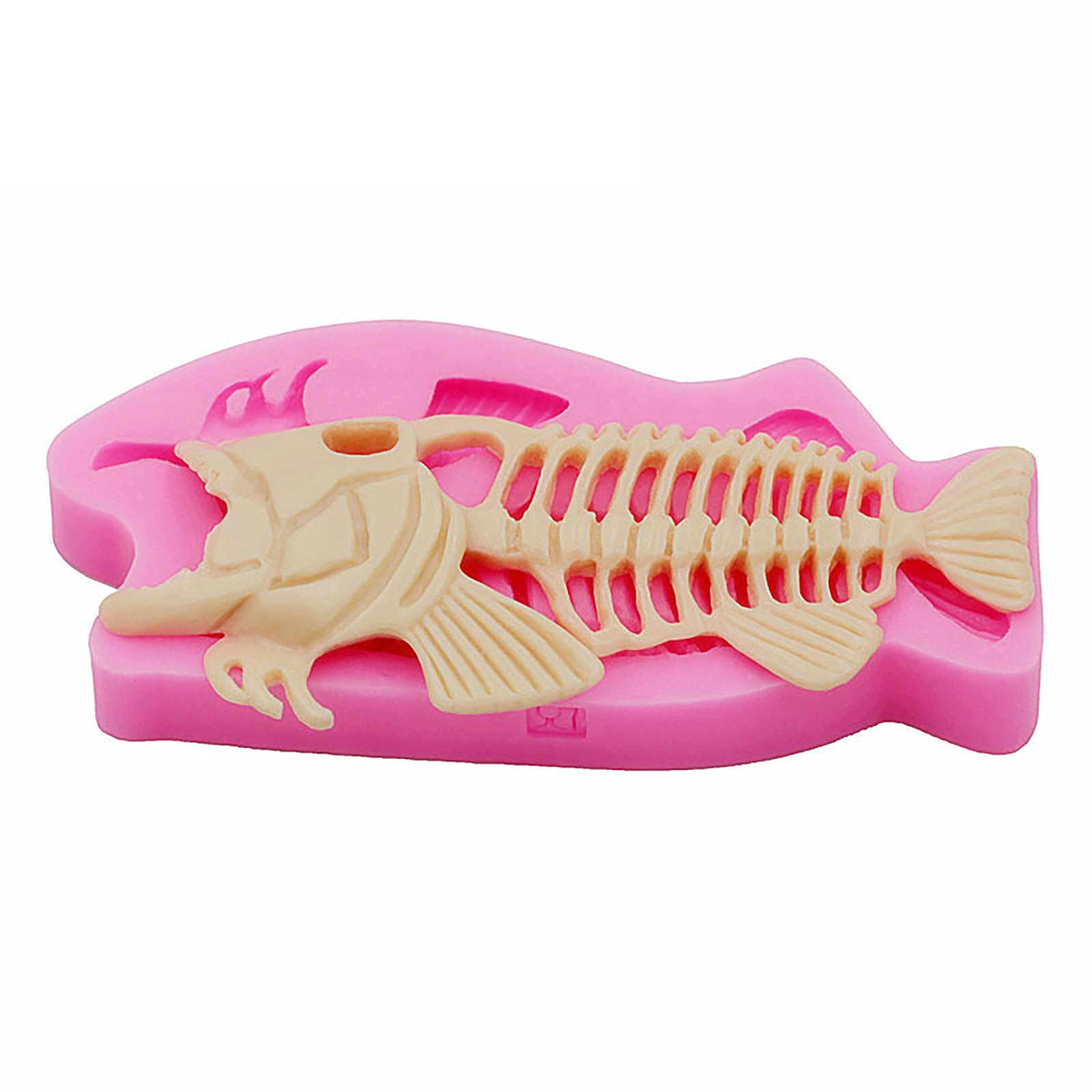 Halloween Fish Bone Skeleton Keychain Silicone Mold for DIY Mold Trinket Earrings Wax Crafting Plaster Polymer Resin Candy Desserts Crystal Epoxy Bag Tag Decoration Necklace Craft Luggage Pendant