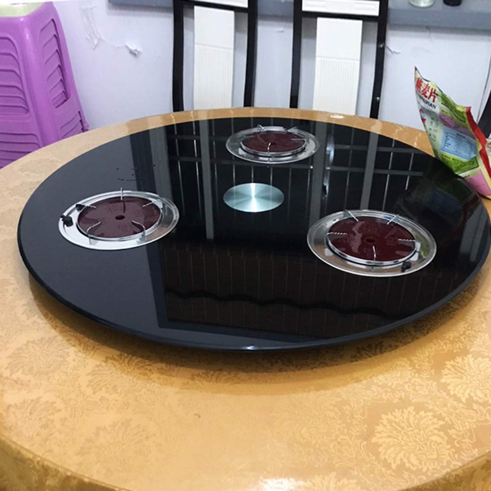 Plateau tournant en Verre trempé Noir de 70cm,Plaque de Service de Cuisine Ronde,Plateau Rotatif Robuste de 10mm,Lisse/Silencieux/sûr