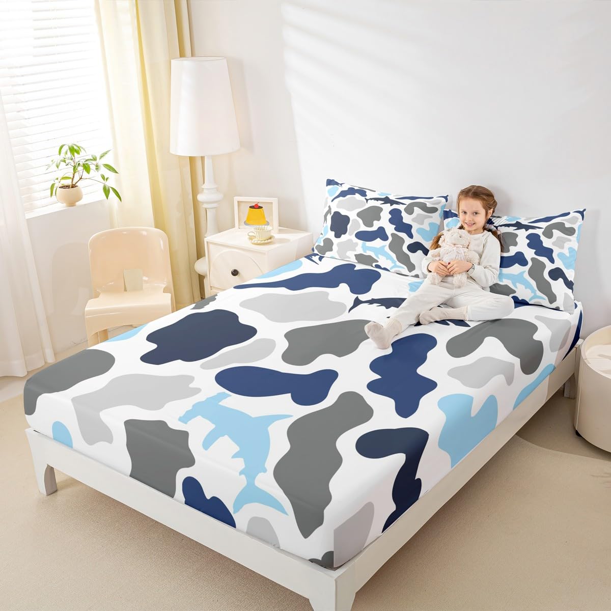 Homewish Camouflage Sheet Set Twin Size Army Camo Bedding Set for