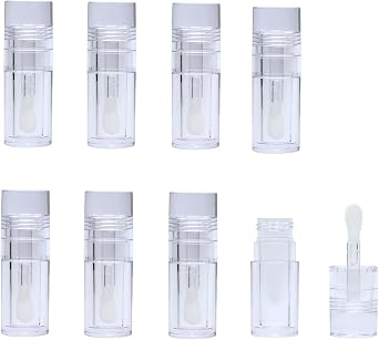 8-Piece Lip Gloss Tubes with Wand, Refillable 5.5ml Lip Balm Bottles, Transparent Containers with Rubber Stoppers for DIY Lipgloss