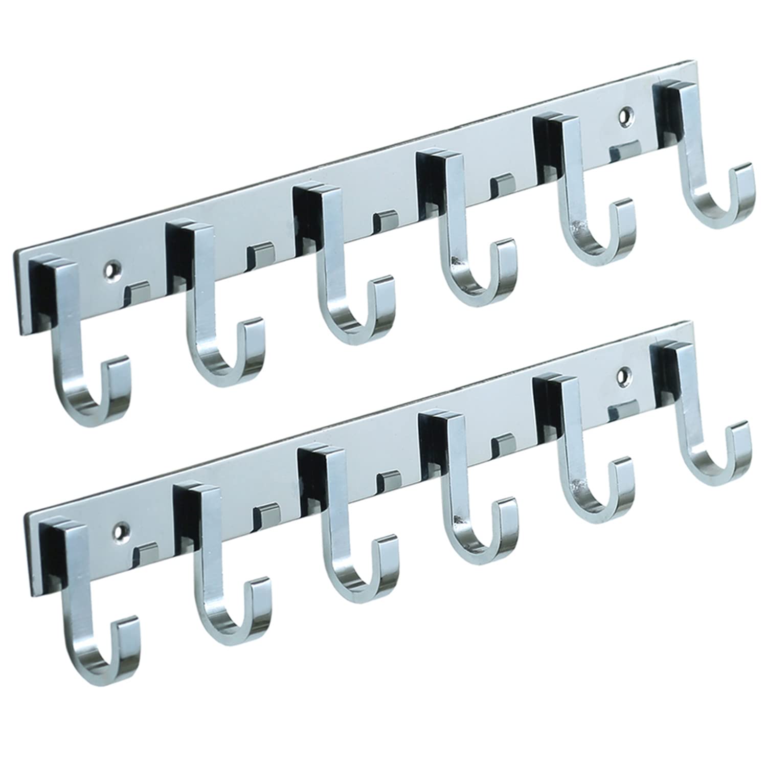 HingeMinds Stainless Steel Cloth Hanger for Wall, Clothes Hook Hangers Door Mounted, Bathroom Hooks for Hanging Towel, Wall Mount Shirt Hangers, Dress Holder Hooks - 6 Pin, Pack of 2, Silver (B09V5M714R) Amazon Price History, Amazon Price Tracker