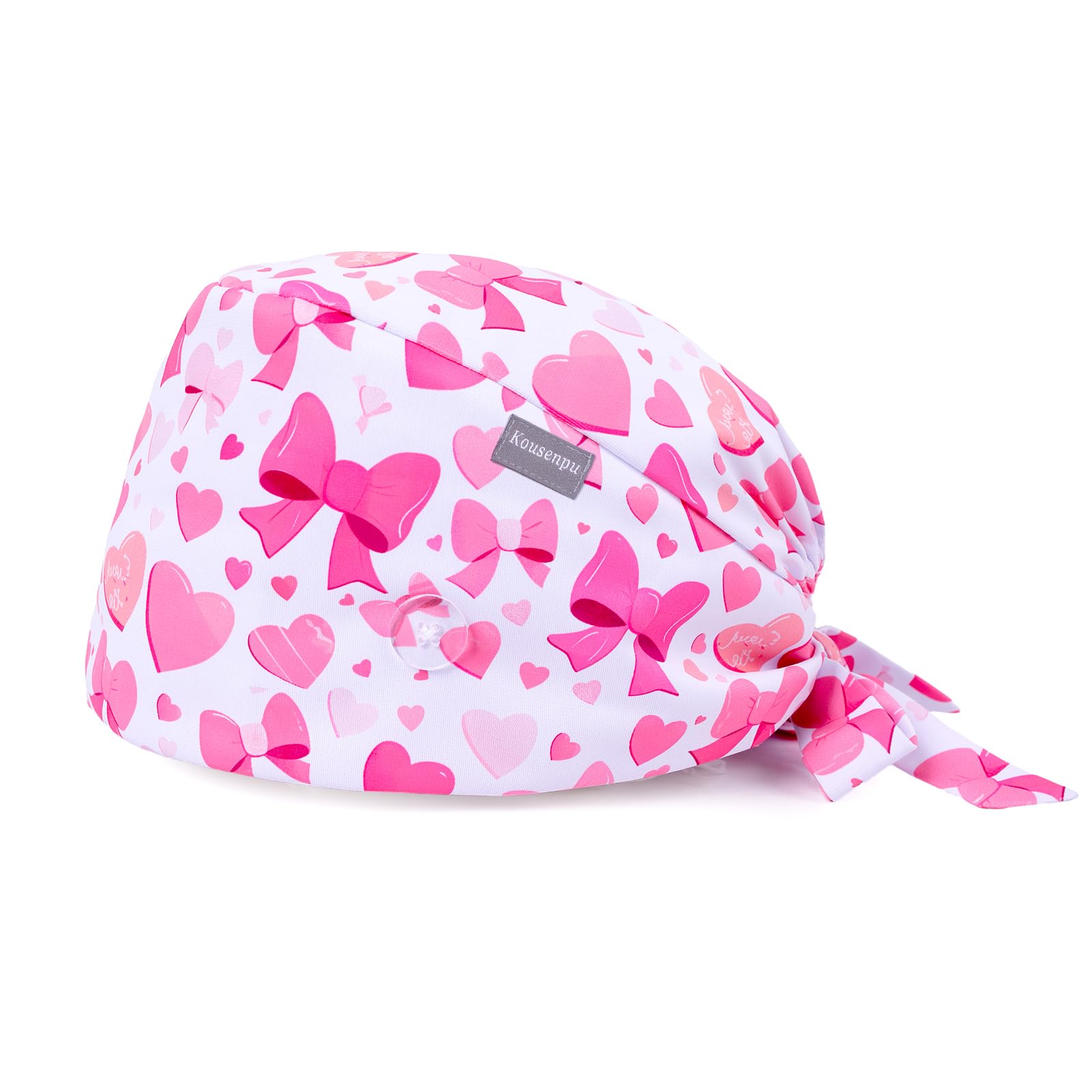 Kousenpu Scrub Caps for Women, Adjustable with Side Buttons, Cute