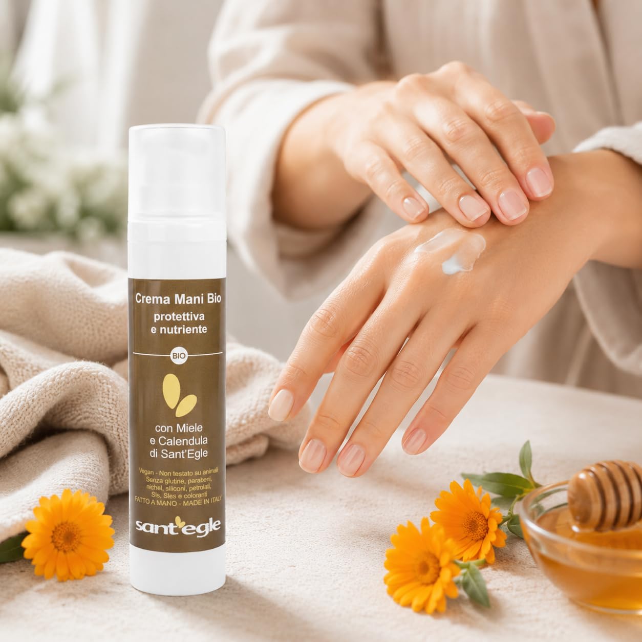 Sant'Egle Crema Mani Biologica Miele e Calendula 100 ml | Confezione Risparmio