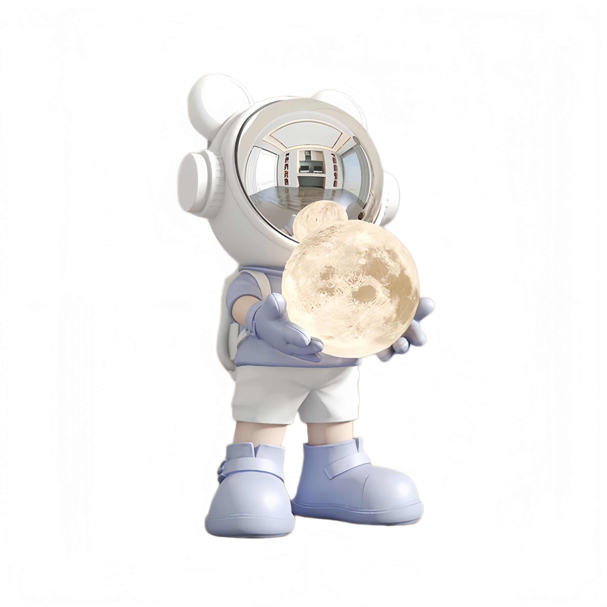 Estatua de astronauta de resina, escultura espacial, decoración temática espacial, perfecta para salas de estar, dormitorios y otros espacios (azul claro)