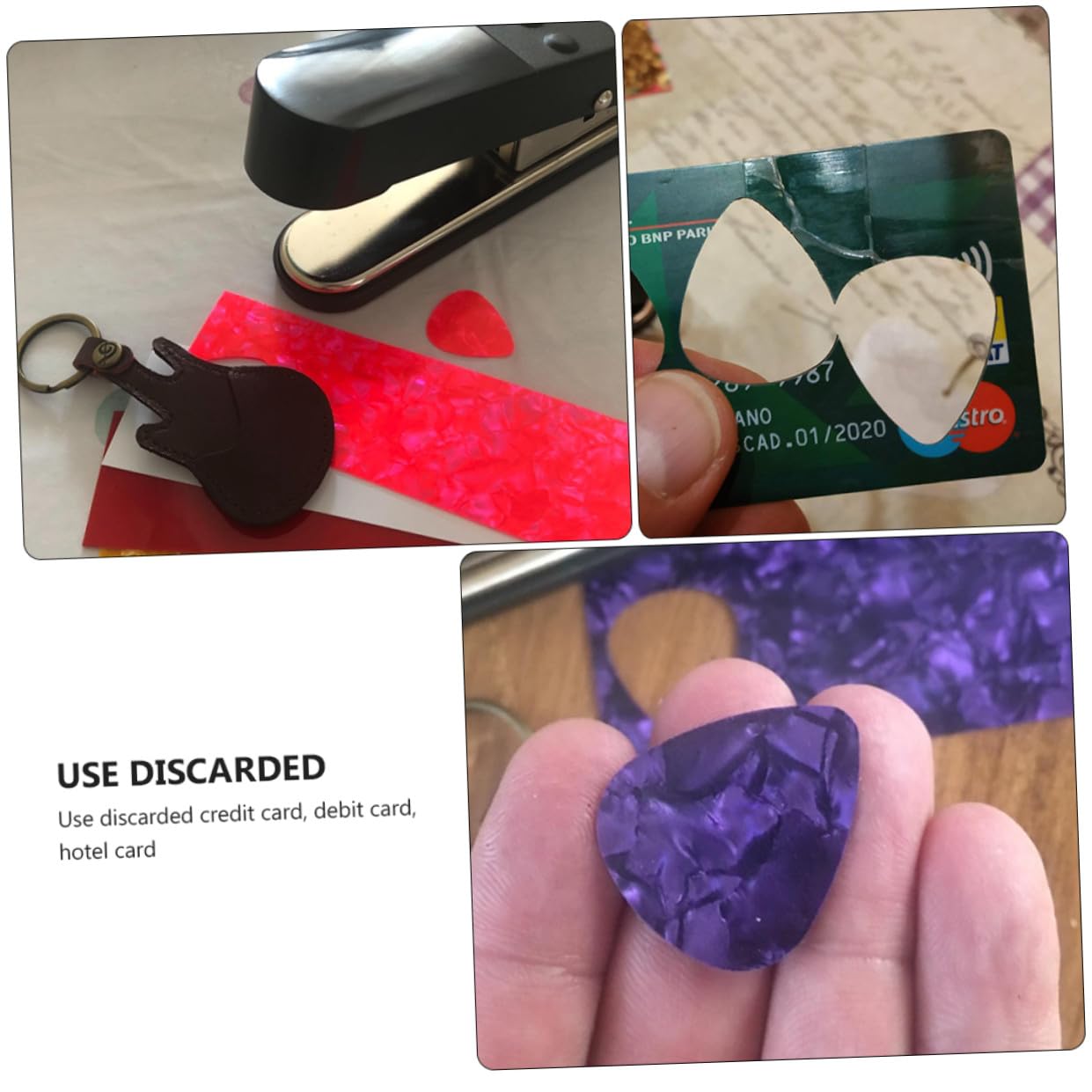 Plektrum Stanzer Satz aus Legierung für Selbstgemacht Gitarrenzubehör zum Schneiden von Gitarrenplektren Geeignet für Derlin Blatt und Gitarrenpicks in Schwarz Zufällige Farbe