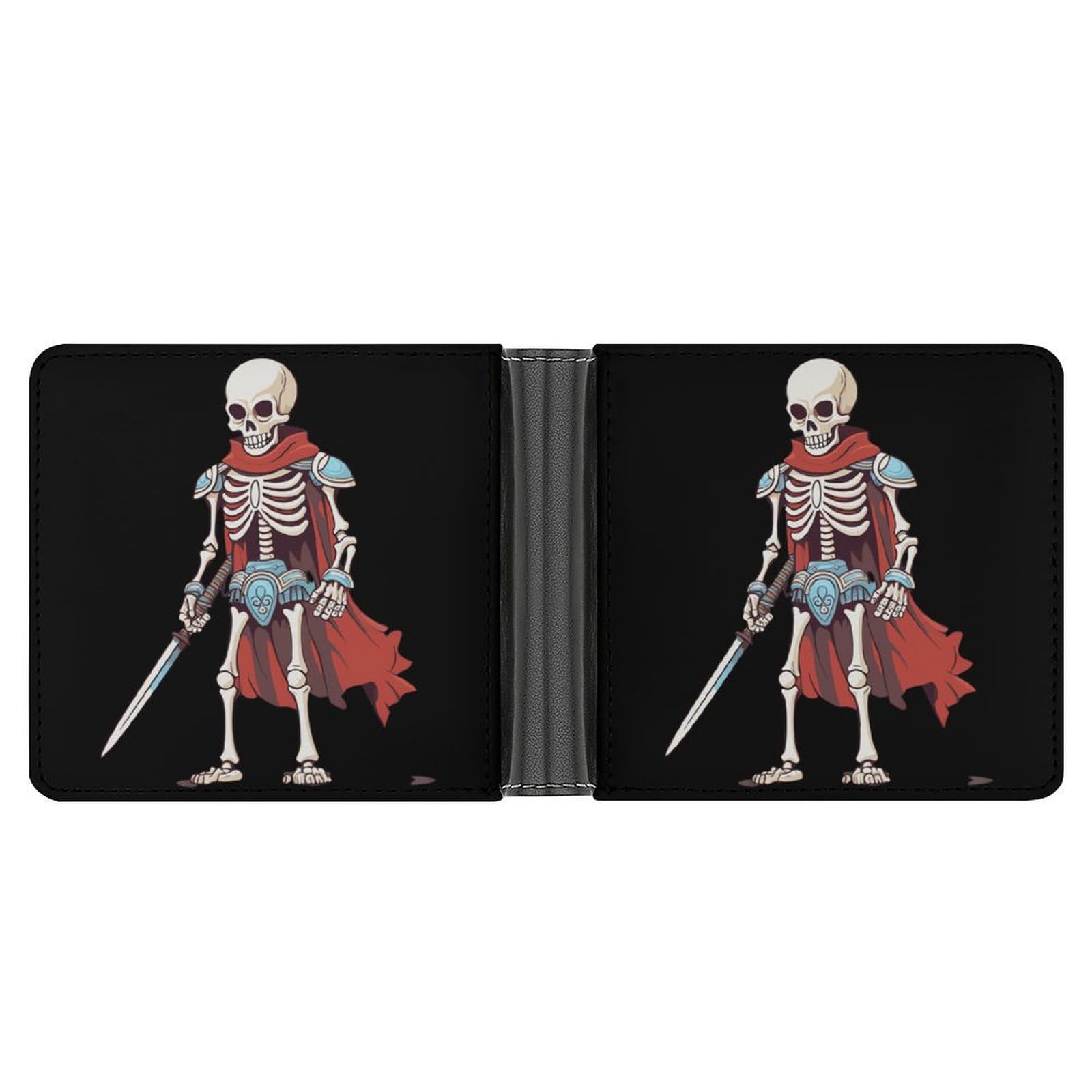 Judo Samurai Red Skull Bifold Wallet PU Leather Coin Purse Lightweight Credit Card Holder Wallet Money Clip