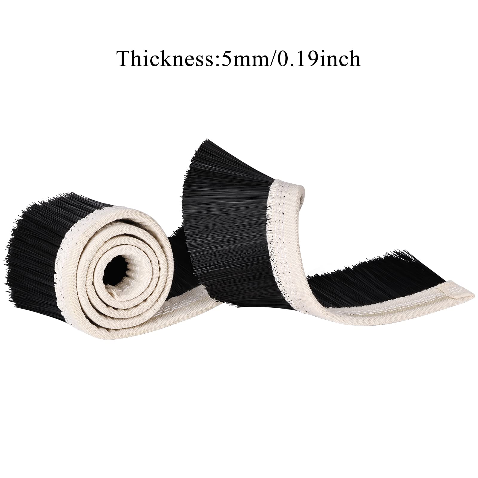 TwoWin 70mm Dust Shoe Brush – Nylon Vacuum Brush For CNC Router Spindle Motor, 1 Meter Roll, Black