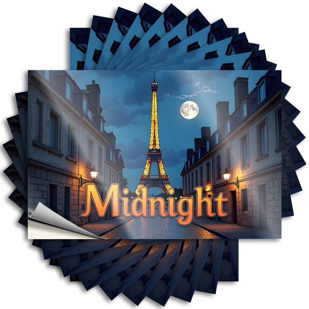 Bumper Bar Decor for Home Easy Apply | Midnight in Paris: A Moonlit Eiffel Tower Adventure Winter Water Peel and Stick(12X18CM)