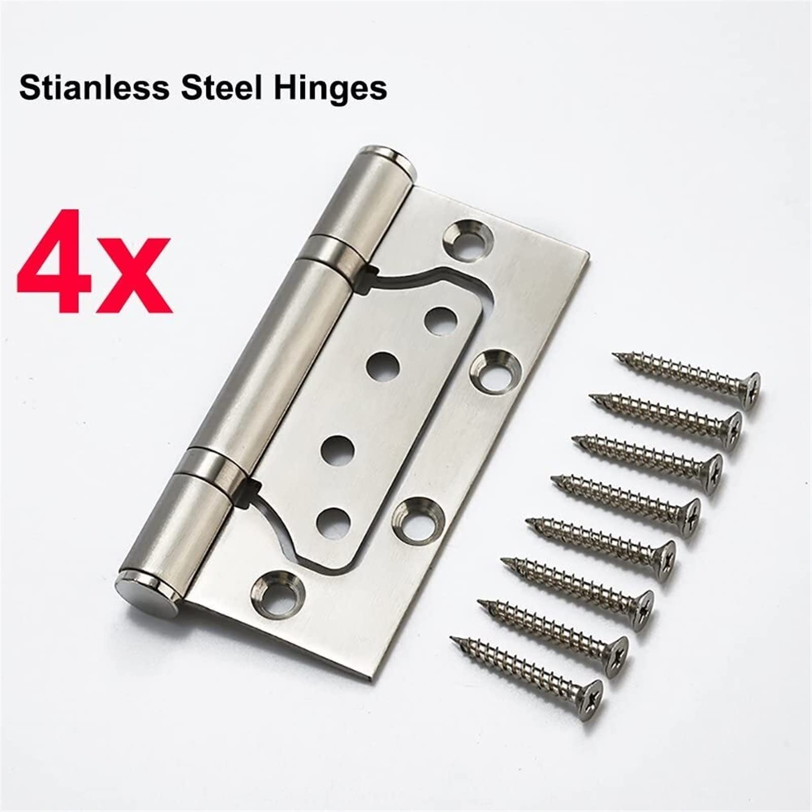 4 "100mm Imagen de Acero Inoxidable de Las bisagras Dormitorio de la Puerta de la Puerta de Madera Ranura Libre Espesada con el rodamiento de Mudo de 4 Pulgadas Bisagra de la Puerta (Color : Silver)
