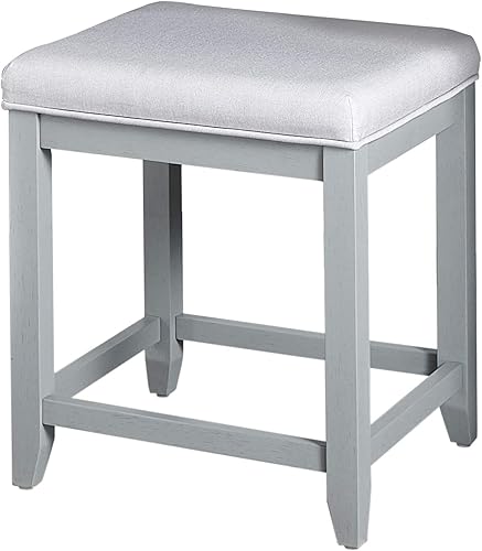 Crosley Furniture Vista - Taburete de tocador, gris vintage con asiento de lino gris paloma