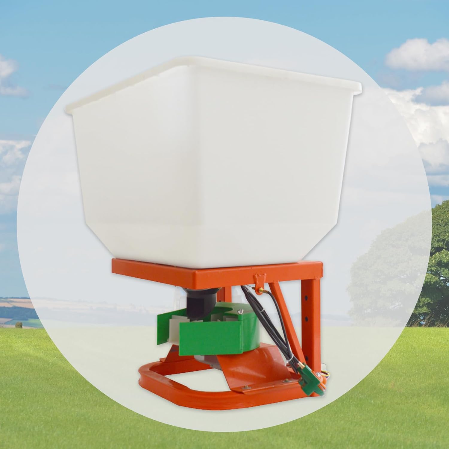 Seed Fertilizer Spreader Electric Broadcast Spreader ATV Tractor Front Electric Fertilizer Spreader Machine 265LB Capacity 21.5" 12-Volt 180W Horizontal Motor