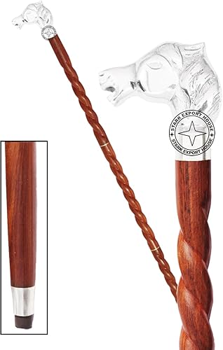 Miniatura 3 de Bastón de madera de palisandro con mango de latón y níquel, regalo para hombres y mujeres, 37 pulgadas, marrón SAOI