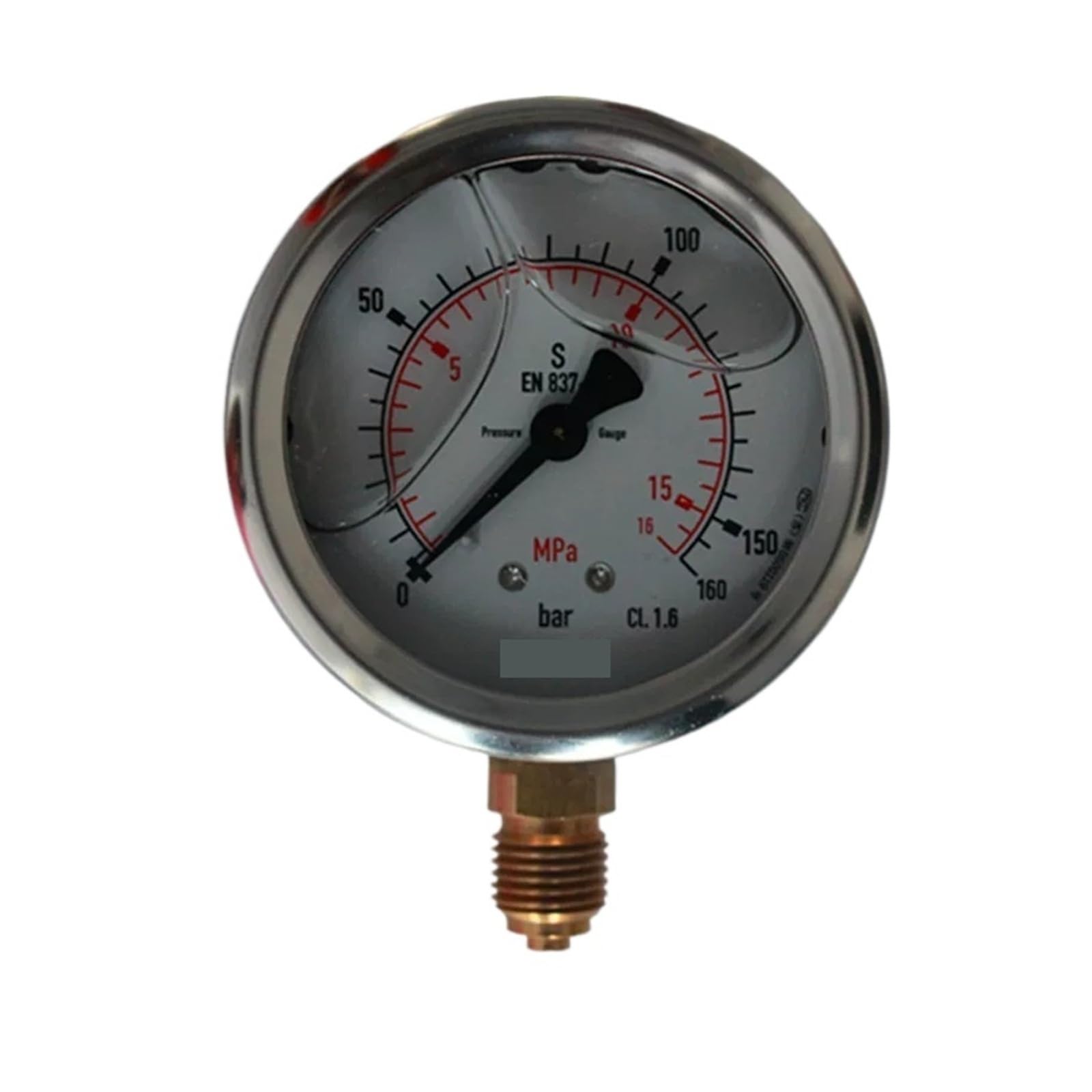Manómetro de acero inoxidable de 63 mm, rango 0-160 bar/0-16 mpa, rosca G1/4, for agua y aceite