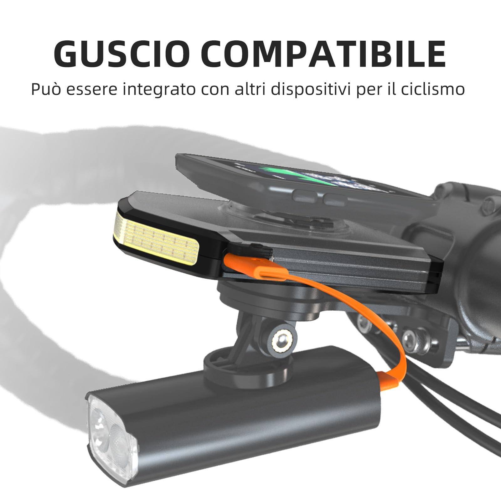 Luce Diurna per Bici 120 Lumen Luci Per Biciclette 5000mAh Autonomia 40h IPX6 Impermeabile USB-C 5 Modalità per Ciclismo Stradale MTB Notturno e Urbano