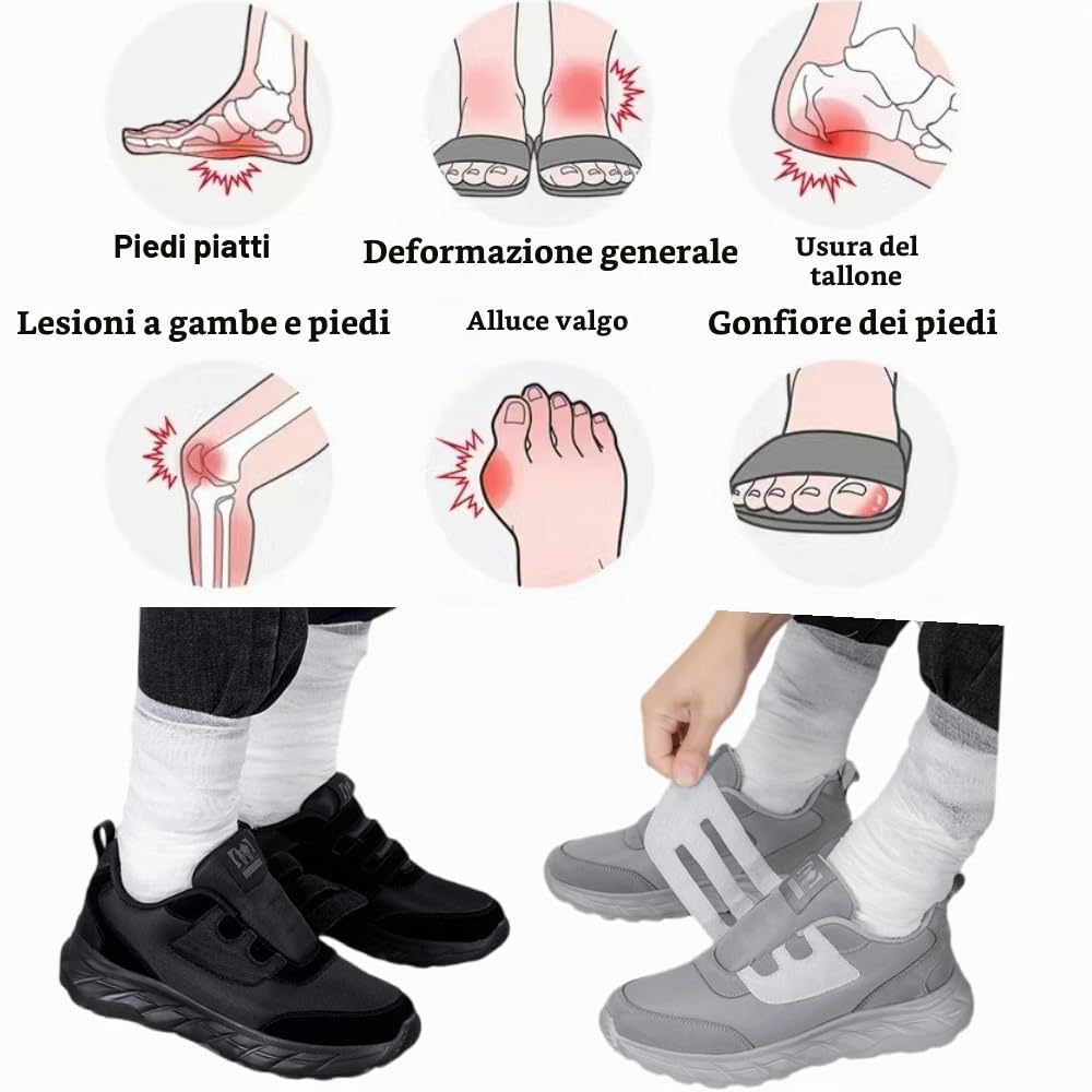 Scarpe per Diabetici Uomo Scarpe per Diabetici Donna Extra Larghe Pantofole Uomo Ortopediche Senza Lacci Sneaker