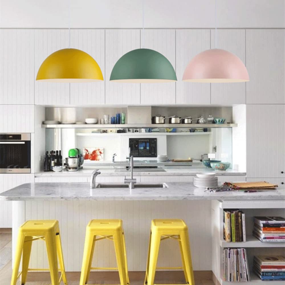 RCIDOS Accesorio Iluminación Techo Creativo Semicircular Simplicidad Lámpara Suspensión Tradicional Lámpara Colgante Metal Europea Accesorio Iluminación Macarrón Estilo Chino para Cocina, Casa T