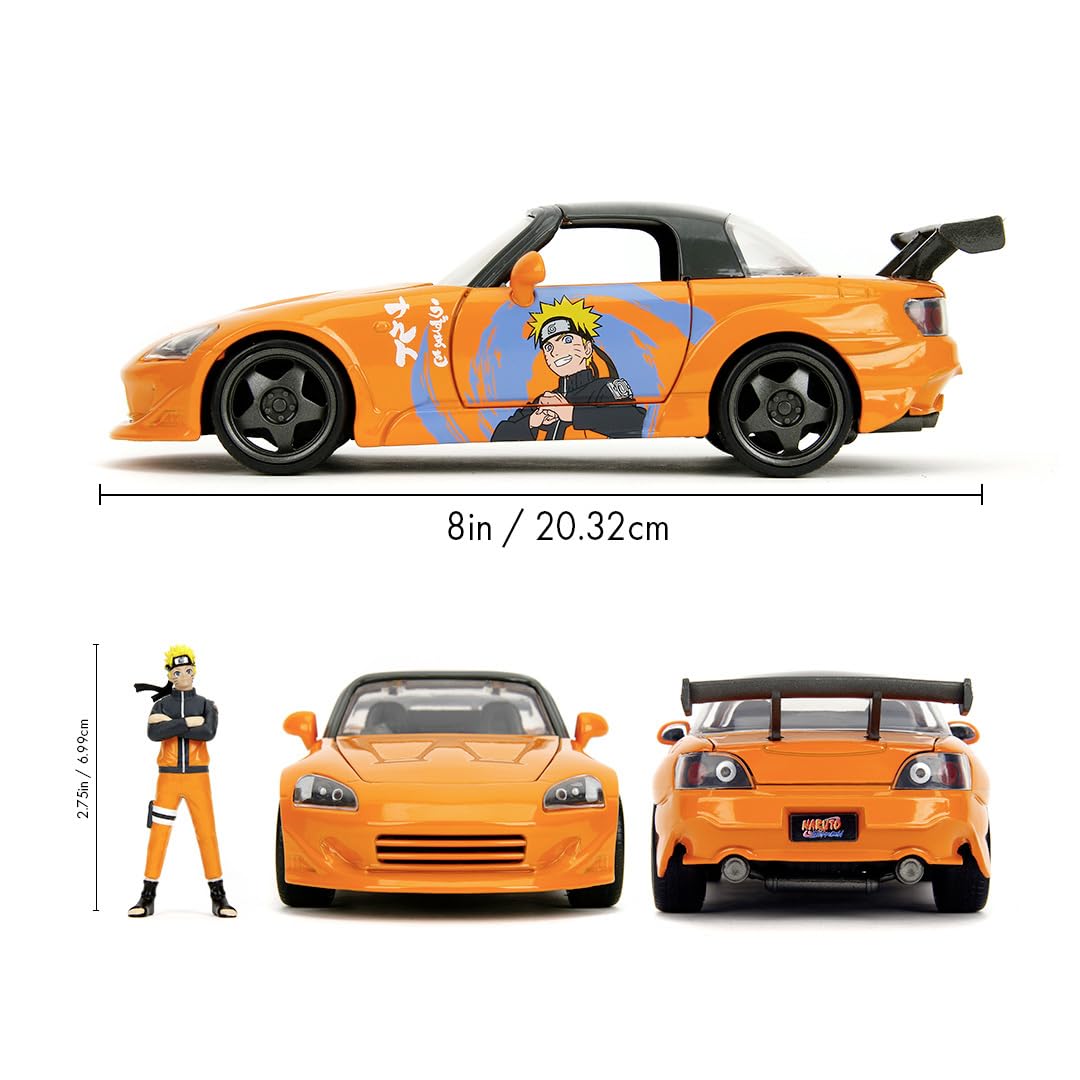 Jada Toys Naruto Auto Honda S2000 2001 (20 cm) con personaggio Naruto Shippuden (7 cm) - Modellino auto con parti apribili, set di giocattoli in metallo per fan e collezionisti a partire dagli 8 anni