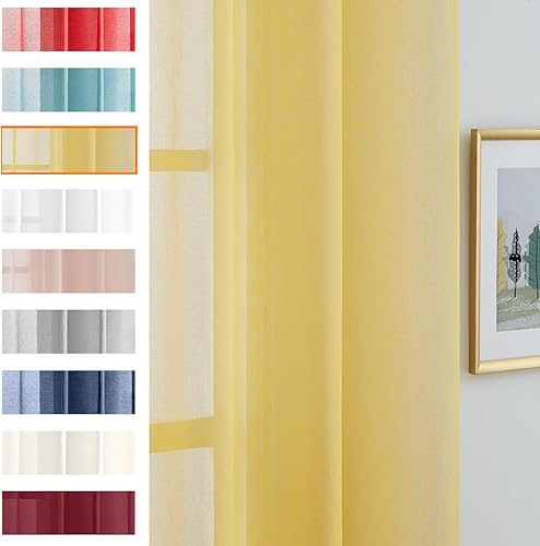 Miniatura 3 de July Joy - Cortinas transparentes para dormitorio 2 unidades filtro de luz gasa sólida