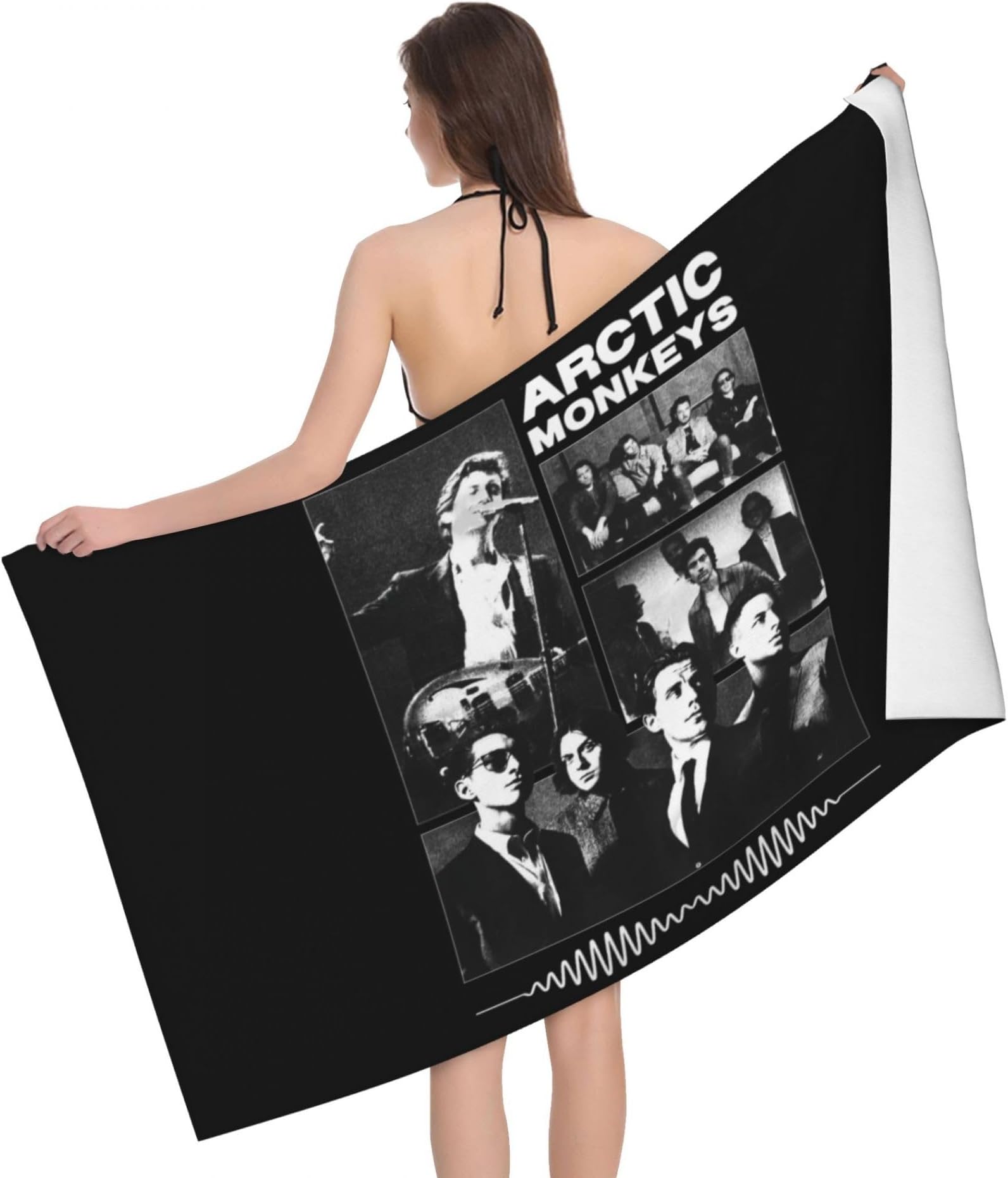 Black Ar&ctic Microfibre Beach Towel swimming Quick Dry Towel Monkeys Super Absorbent Sand Free Towel Band Perfect for Camping Travel Beach Swimming Gym for Unisex Big Boy Girl Fans Merch Gift