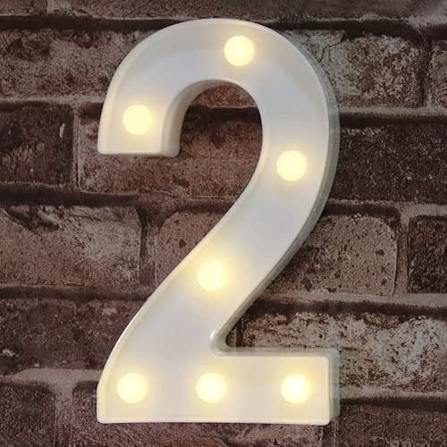 Pooqla Decorative Led Light Up Number Letters, White Plastic Marquee