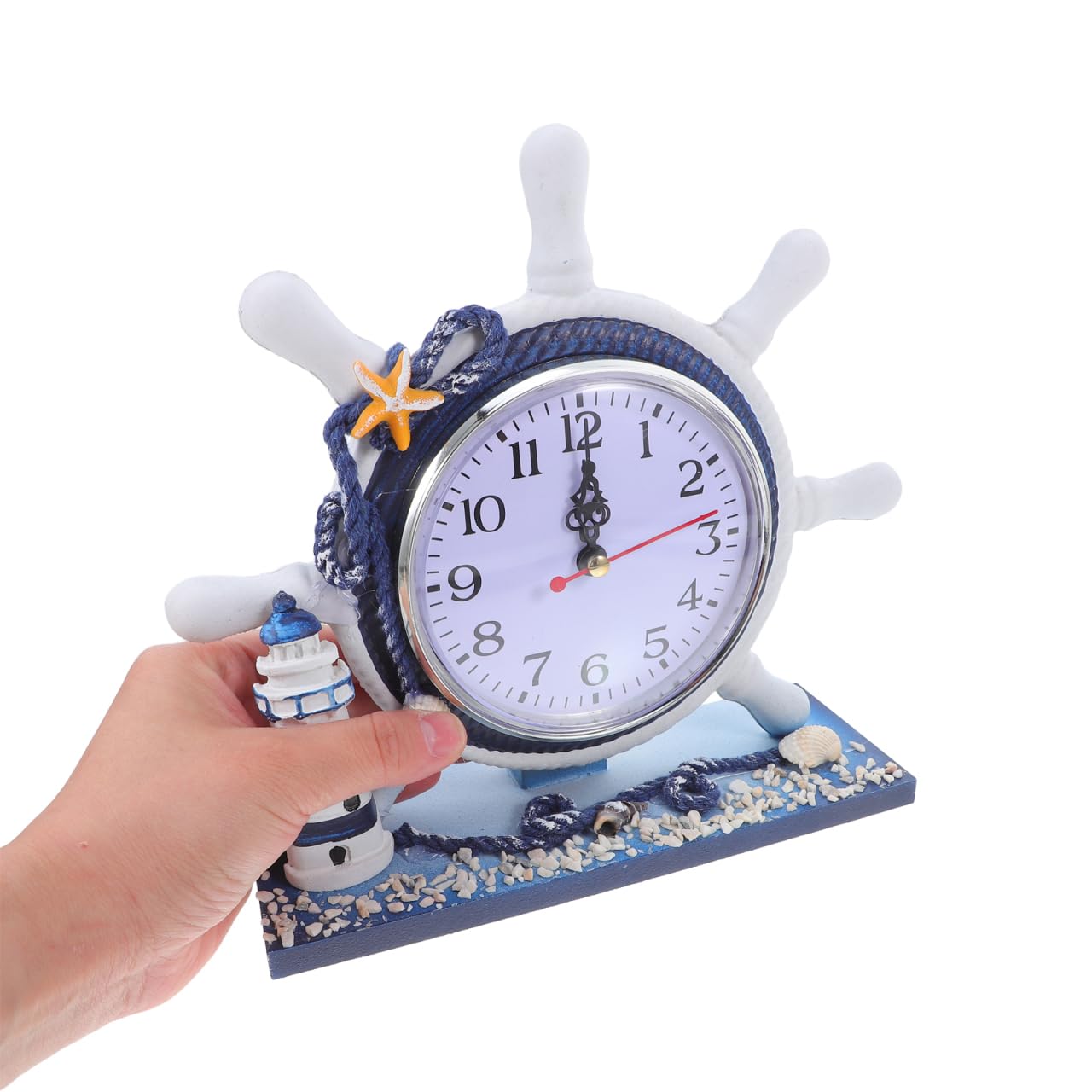 Garneck 1 reloj de oficina para hombre, decoración de oficina, faro, adorno de resina, reloj de oficina, retro, reloj de mesita de noche, reloj silencioso, decoración de salón, reloj de estilo