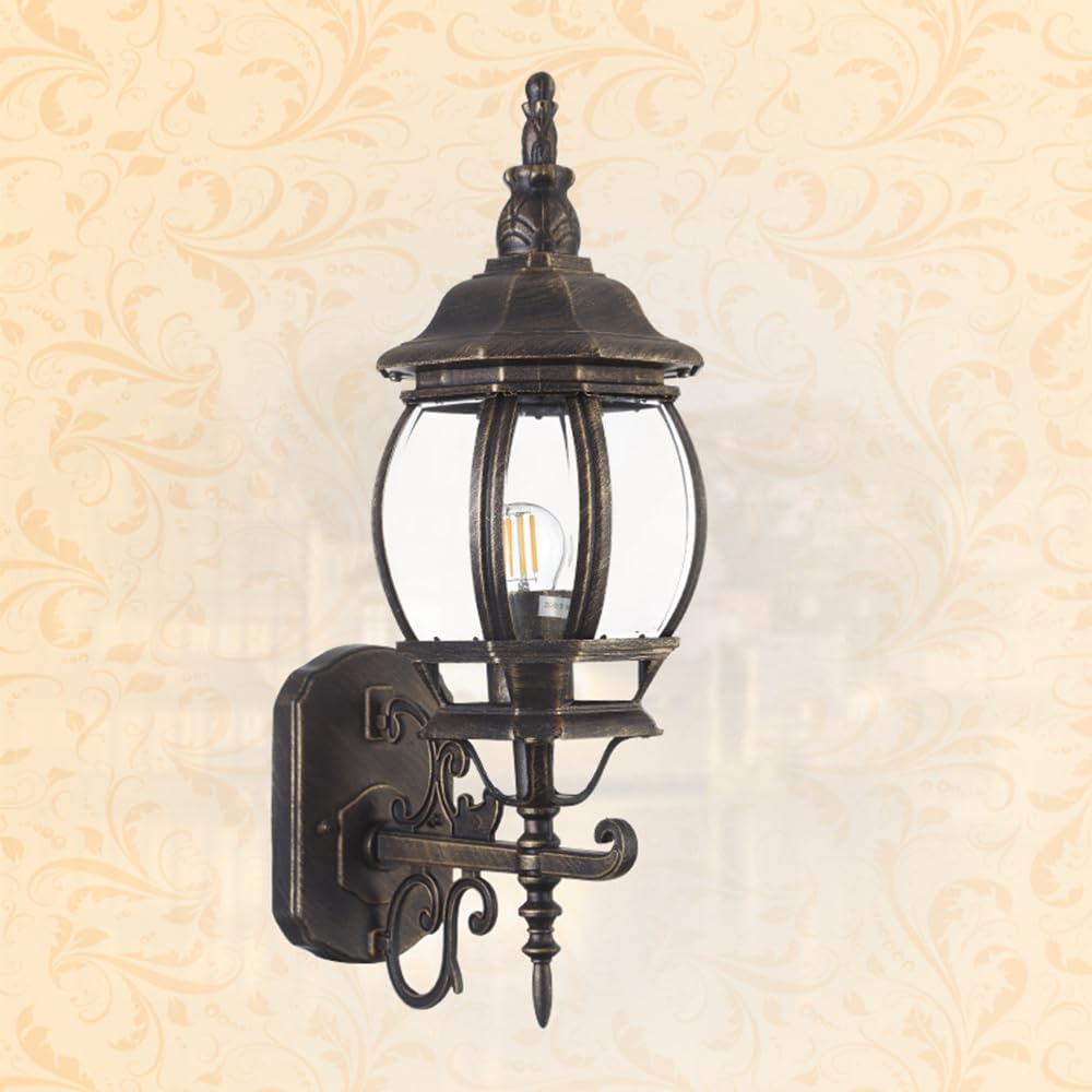 Applique d'extérieur Eclairage d’extérieur en fonte d’aluminium et verre,IP55 Etanche,E27 douille, pour le jardin, la terrasse(sans ampoules) (A)