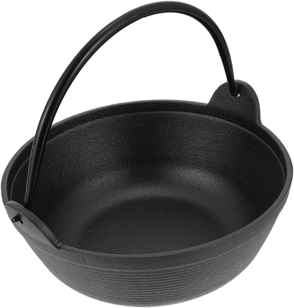 Mobestech Cast Iron Cauldron Pot for Camping and Outdoor Cooking Non-stick for Family Gatherings Capacity Skillet for Picnic and Campfire Use