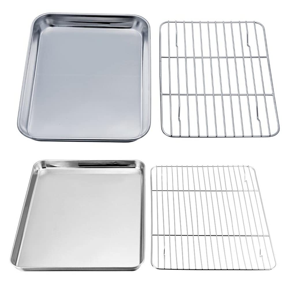 Juego de bandejas Drenaje Enfriamiento Pastel Galleta Galleta Utensilios para hornear Barbacoa no tóxica Apta para lavavajillas Bandeja para horno de acero inoxidable, Rejilla para hornear (Color :