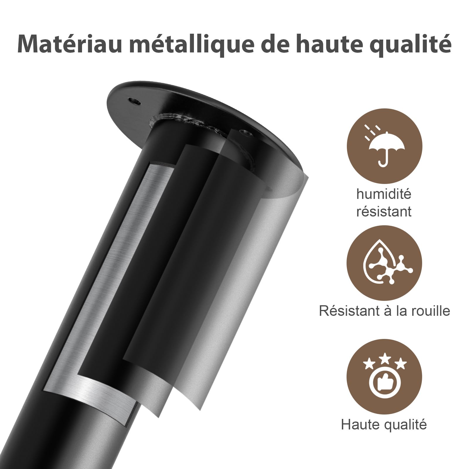 Pieds de Meuble réglables, 71-110cm Pied de Lit Reglable Pied de Table Métal avec Accessoires de Montage, Pied Meuble Salle de Bain Bureau Meuble Cuisine (1 Pied Noir)
