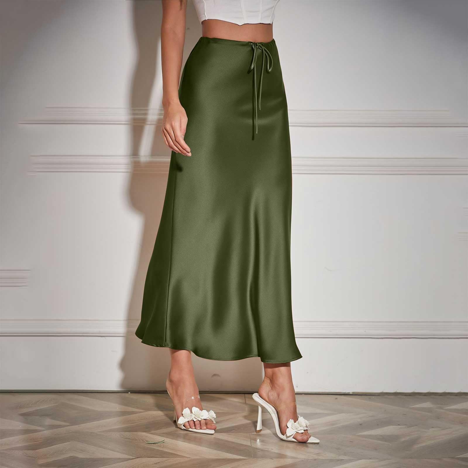 Femme Long Skirt High Waisted Drawstring Solid Color Skirt Ballerine Girl