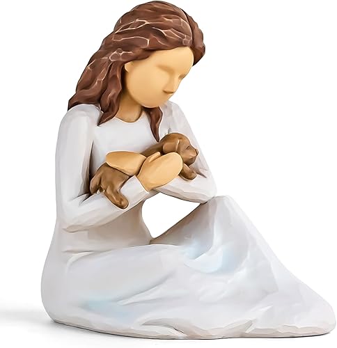 Figuras coleccionables para mujeres con perros, regalo conmemorativo, escultura de mano, regalo de pérdida de perro, regalo para cachorros y amantes