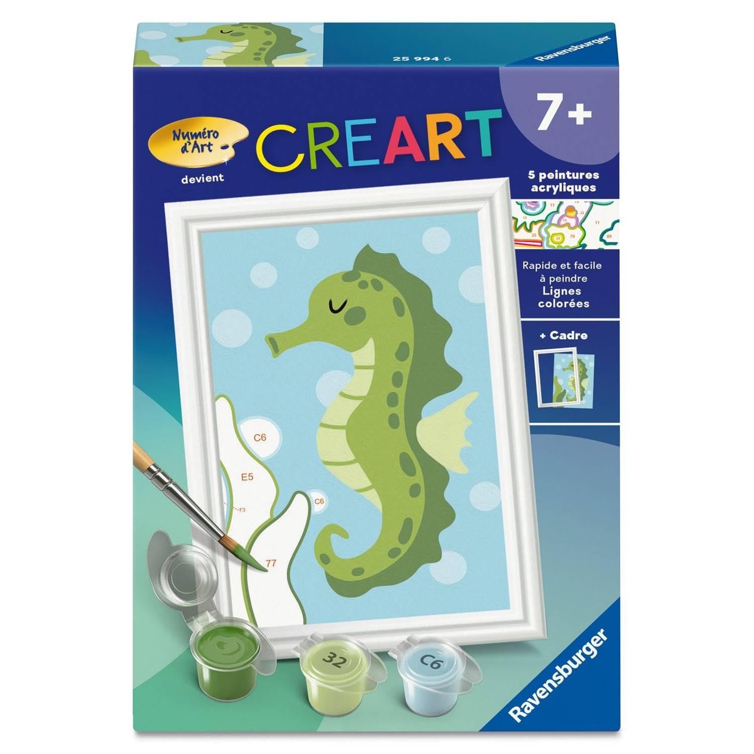 Ravensburger CreArt Kids 8x12cm - Art Number - Seahorse - Paint by Numbers Kit - Ages 7+ - 25994