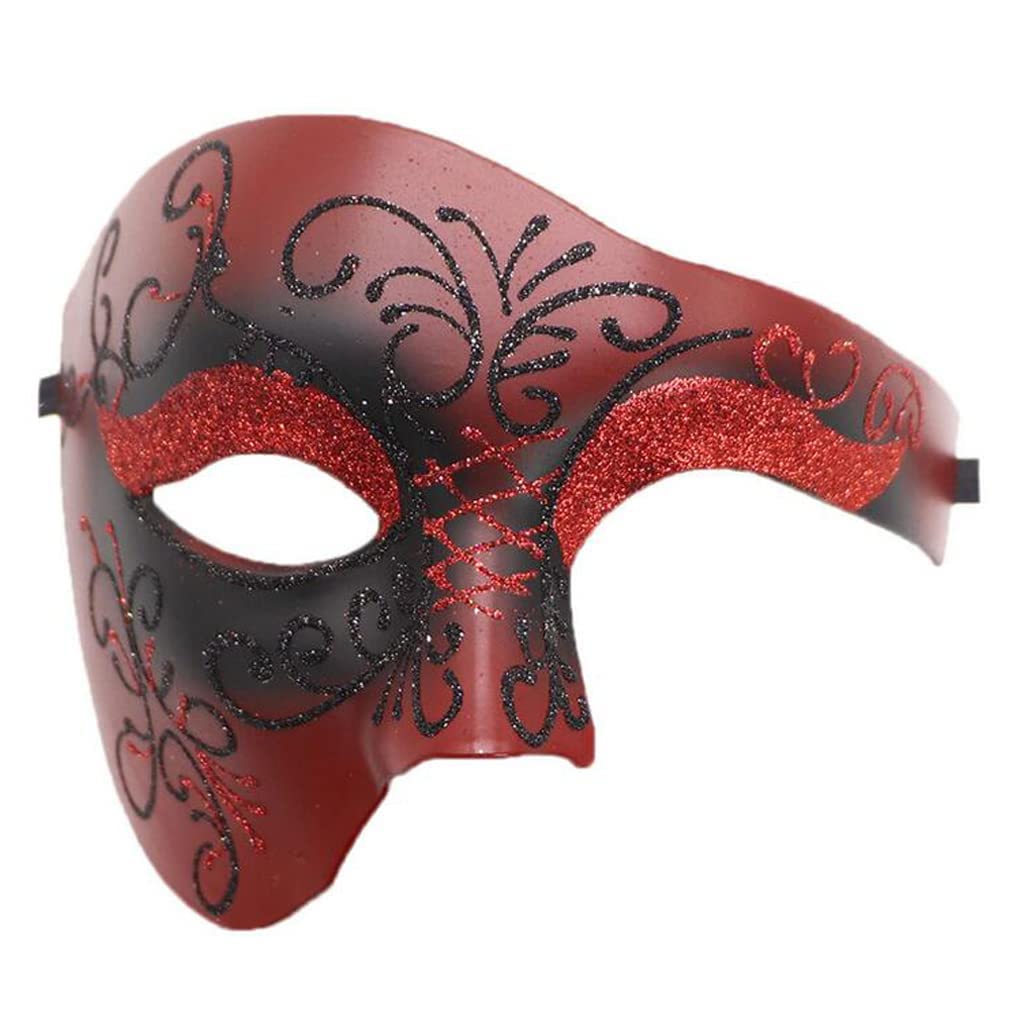 Masquerade Masks for Men, Red Venetian Mask Vintage Phantom of The Opera Mask, Adult Half Face Party Mask for Halloween Christmas Mardi Gras Costume Wedding Cosplay Party — image 1