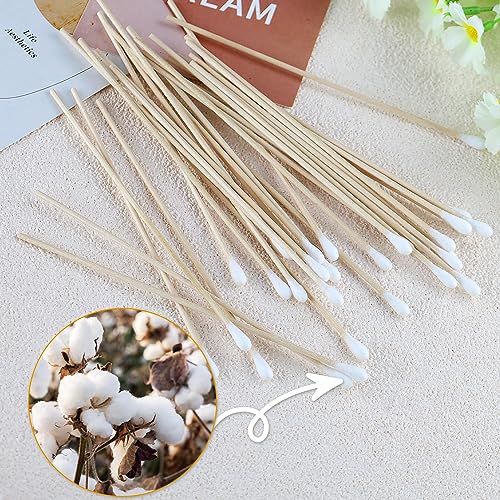Wattestäbchen 200 Stück Langer Holzgriff Watteträger 15cm Reinigungsstäbchen für Kamera Tastatur Make-up Polieren Reinigung