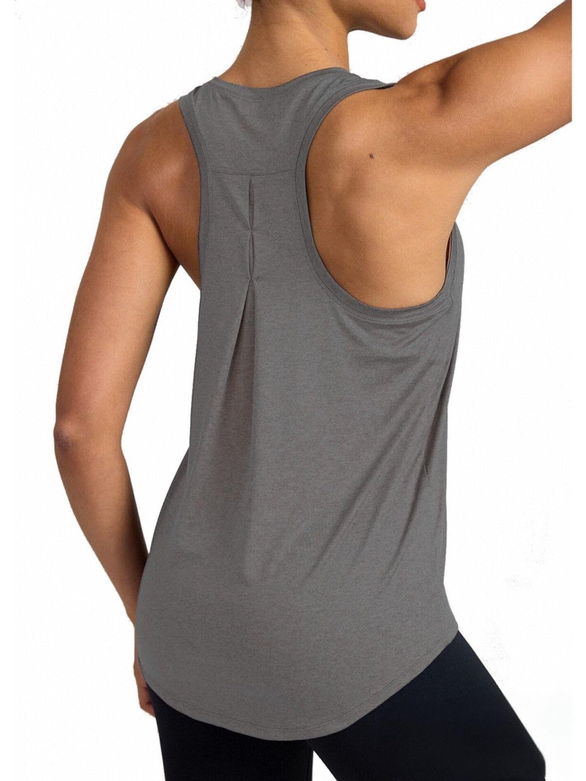 QUEQUETREE Women's Running Tank Tops Loose Fit Racerback Workout Athletic Gym Yoga Shirts