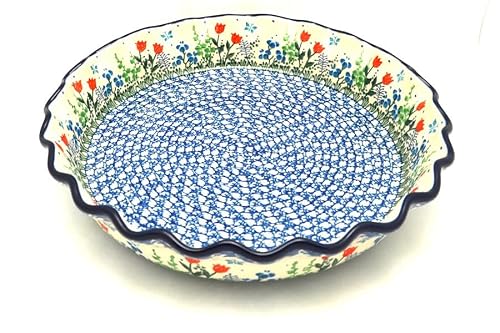 Polish Pottery Baker - Pie Dish - Fluted - Tulip Horizon