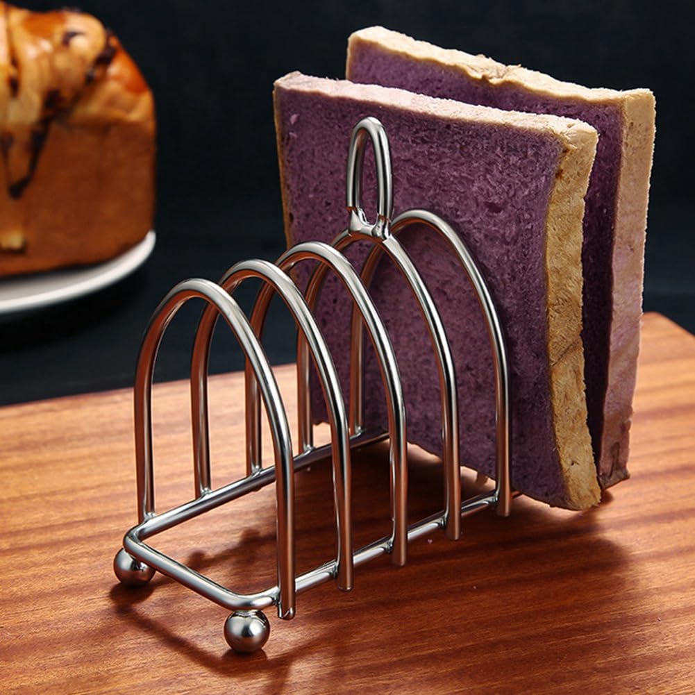 Cwmiibili 4X Toast Bread Rack Holder 6 Stainless Steel Toast Rack with Ball Feet and Loop Carry Handle