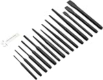 Amazon Basics Ensemble de 16 pièces de poinçons et ciseaux en acier au chrome vanadium avec pochette de rangement