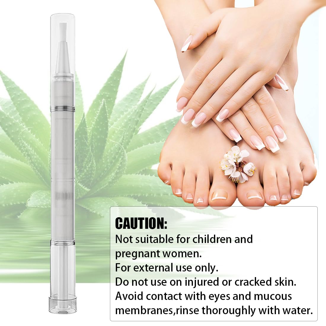 Nail Care Pen - Penna per unghie e unghie dei piedi curate, arricchita con olio di tea tree, vitamina E e aloe vera (2 pezzi)